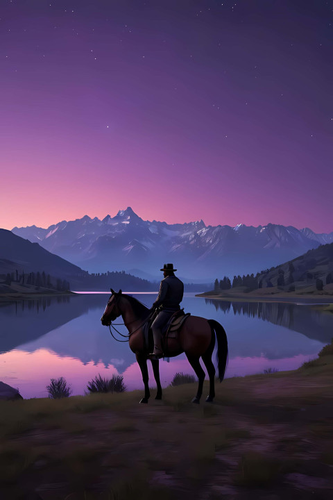 Cowboy With Desert Background Photo