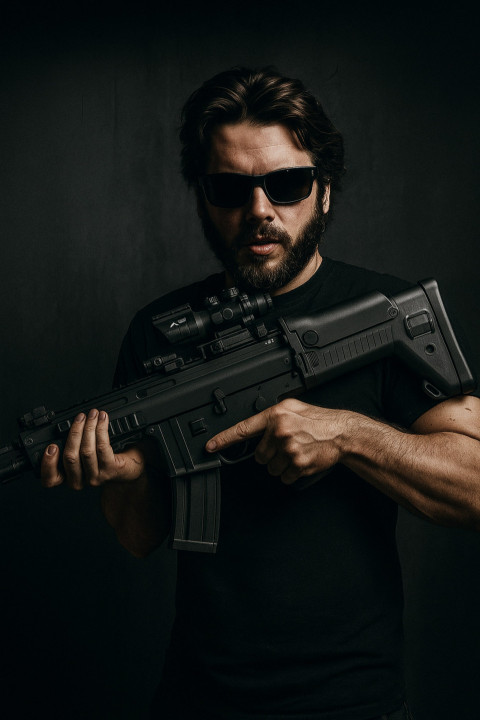 Ready for action: Bold, intense, and fearless a true warrior's stance.