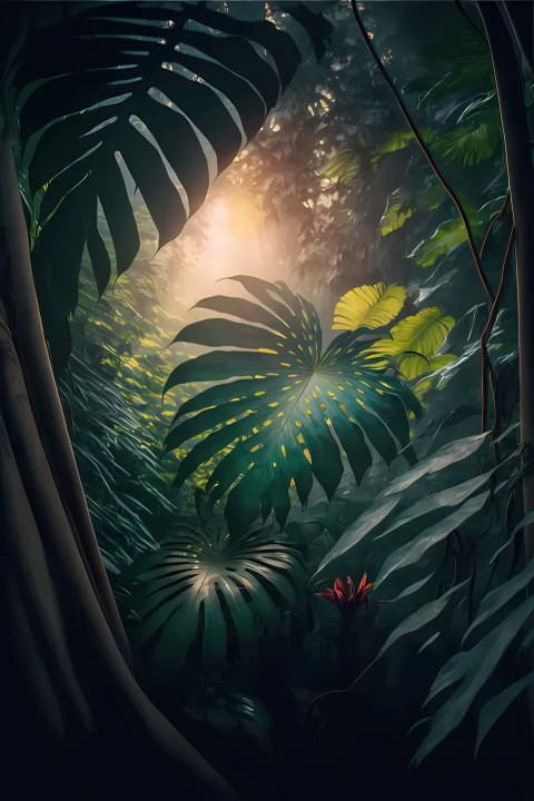 Beautiful Jungle River Flowing Through Nature