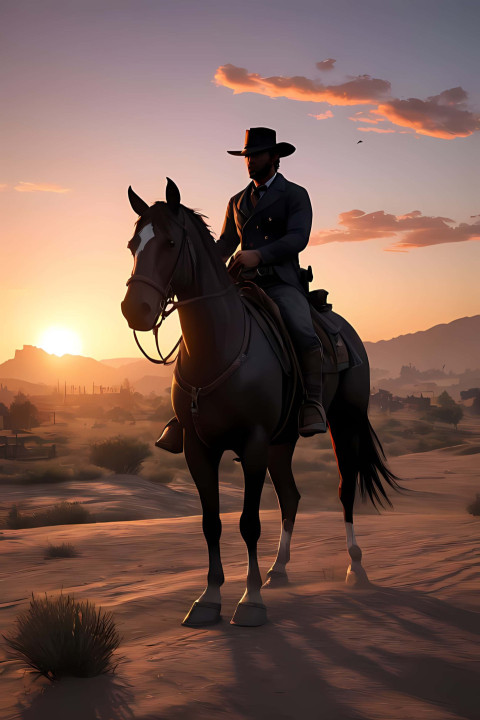 Majestic Cowboy and Horse Picture