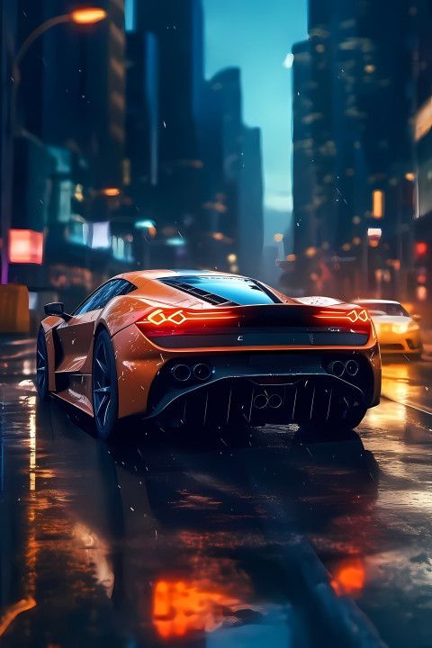 Orange Lamborghini Front View 4K