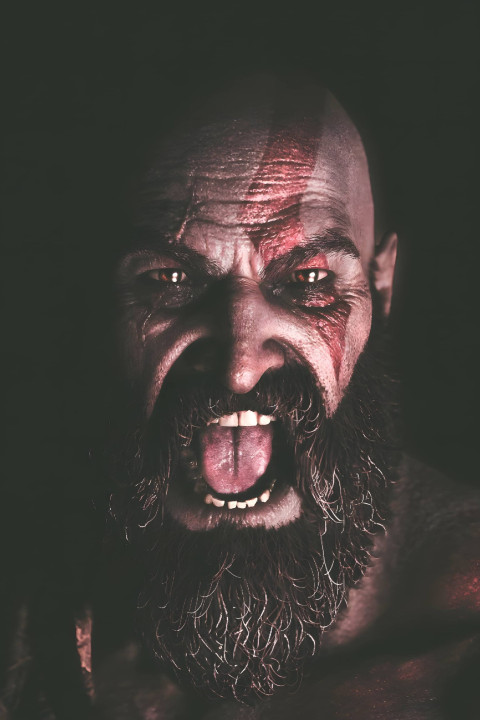 Kratos Close-Up Image Phone Wallpaper