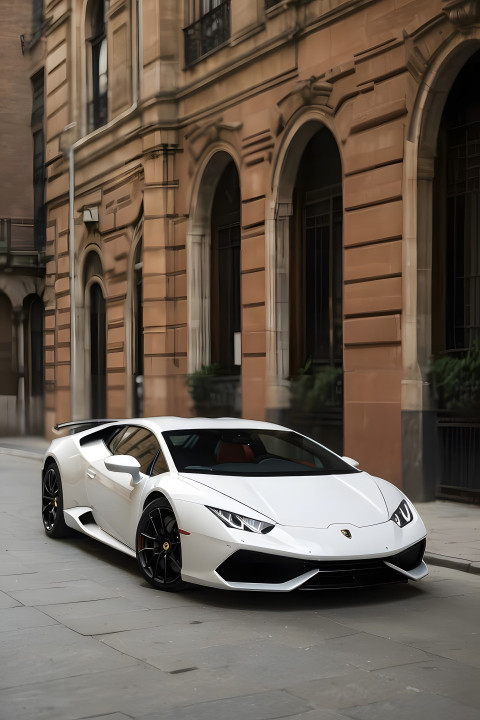 White Lamborghini Mobile 4K Image