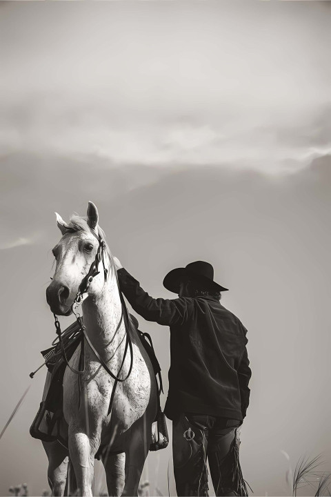 Black and White Cowboy Wallpaper