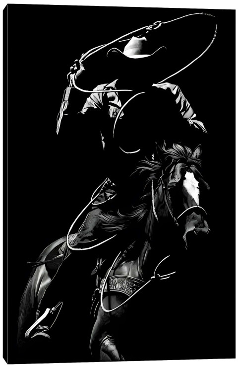 Cowboy in Dusty Trail Scene Image