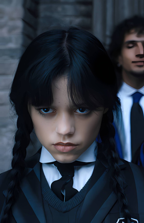 Wallpaper of Jenna as Wednesday Girl