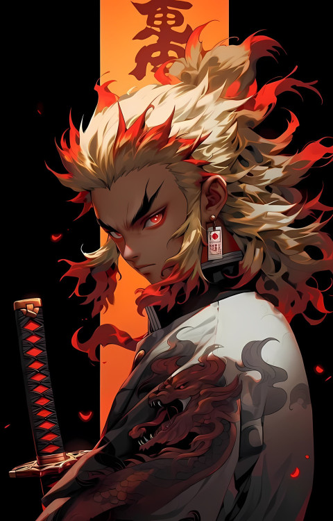 Rengoku HD Face Close Wallpaper