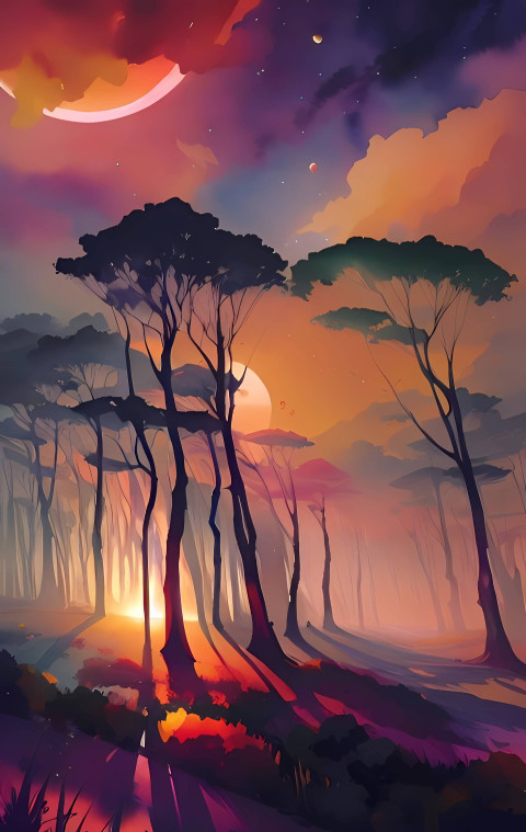 Serene Forest with Sun Rays 4K Image