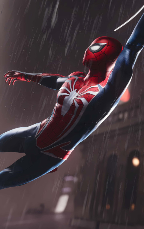 Spiderman in City Night View Mobile Wallpaper