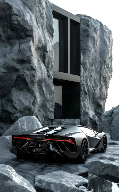 Lambo Rear View Mobile Background