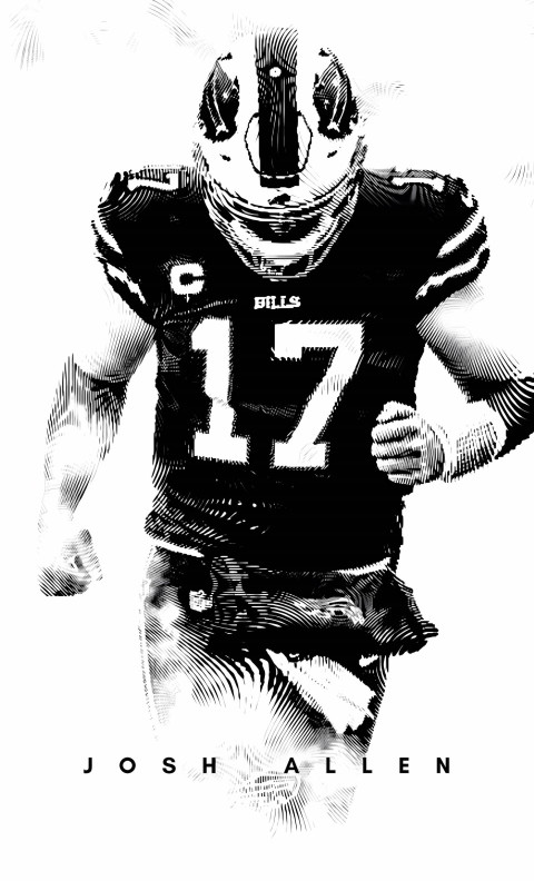 Josh Allen Black & White Wallpaper