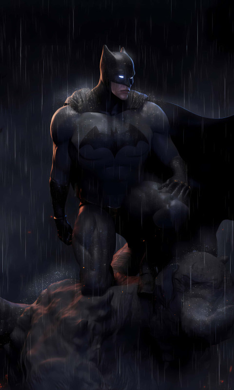 Batman in Rain at Night Wallpaper