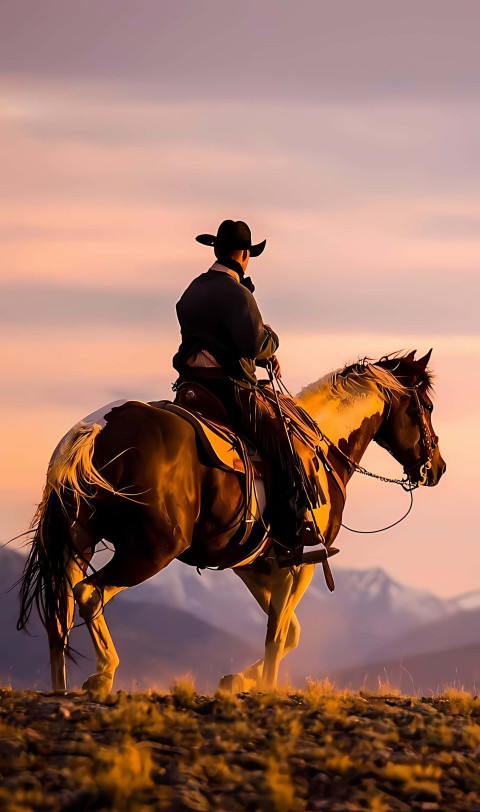 Cowboy Resting in Open Prairie Image