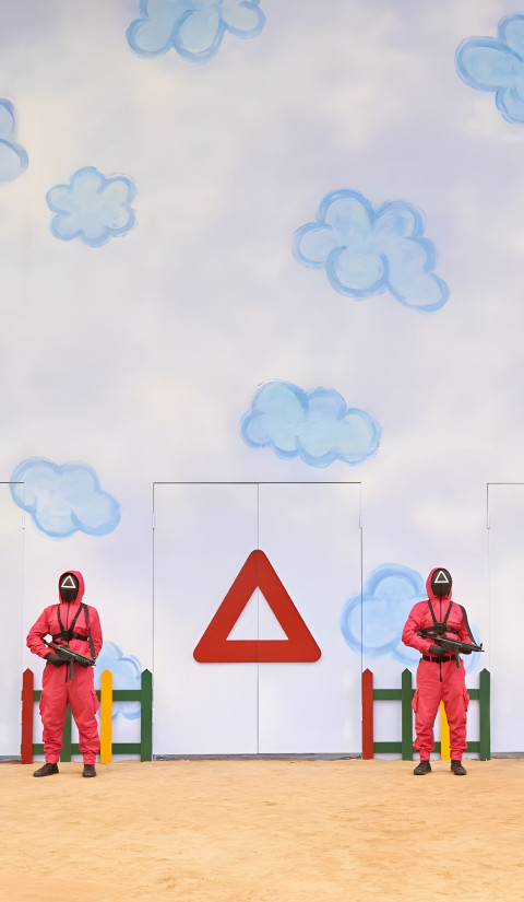 Masked Workers Squid Game Phone Wallpaper