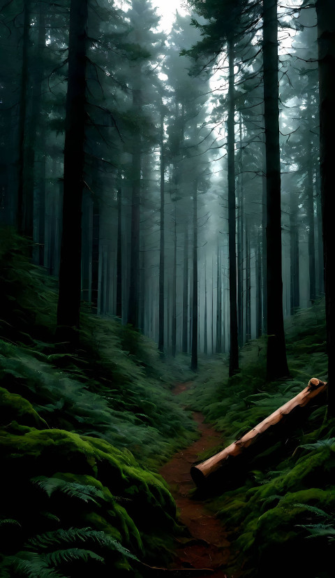 Dark Green Forest Mobile Ultra HD Background