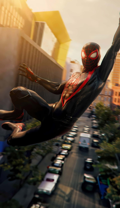 Spiderman Leaping Across Buildings HD Image