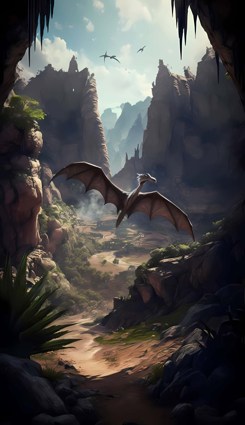 Flying T Rex Roaring in the Sunset Wallpaper 4K