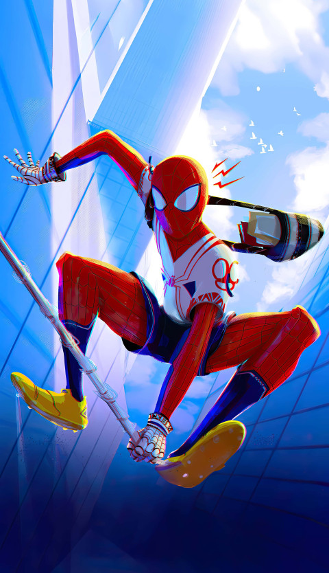 Spiderman High-Flying Action in HD Background