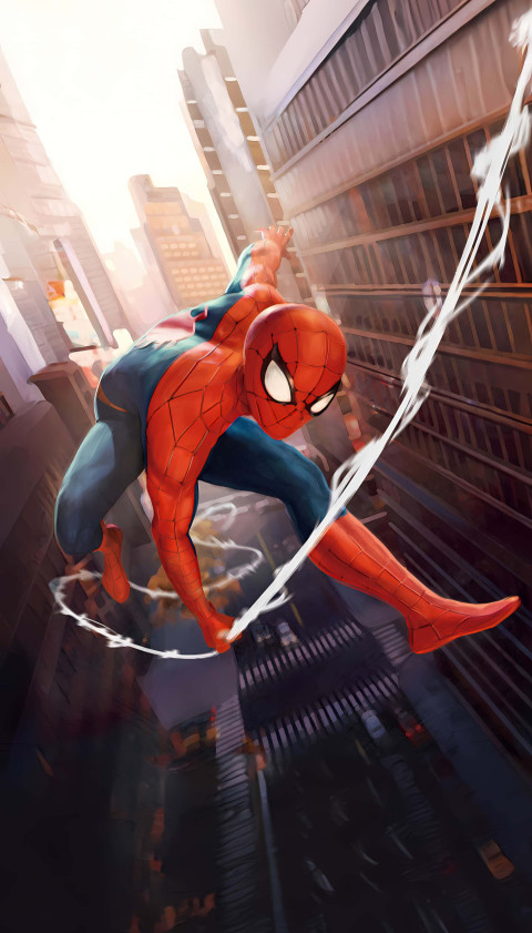 Spiderman Heroic Leap Scene in HD Background