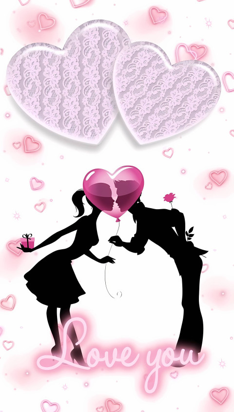 Heart Shaped Cloud Mobile Background