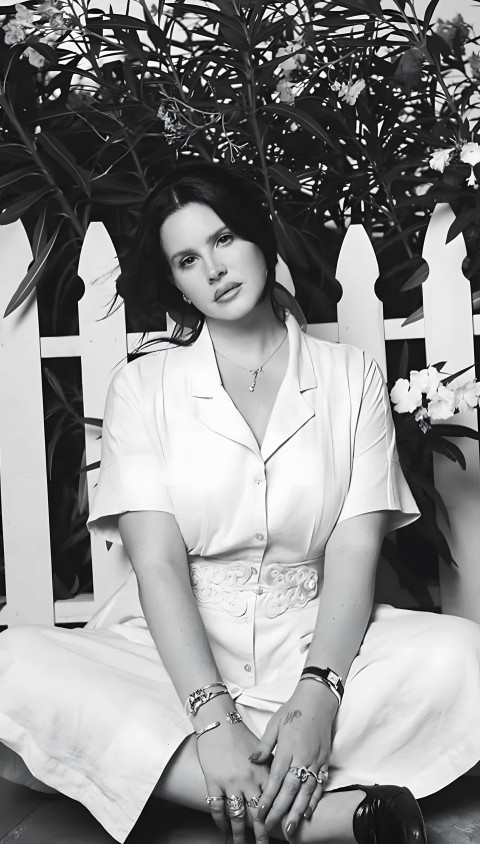 Black and White Beautiful 4K Lana Del Rey Image for Wallpaper to your Phone