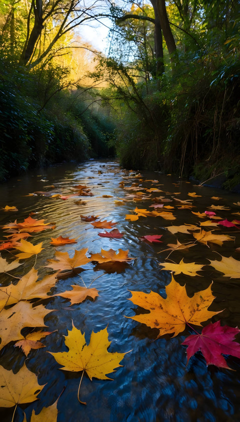 Falling Leaves Aesthetic Mobile Wallpaper