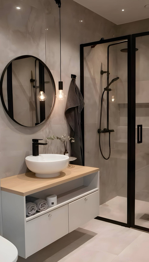 Black and White Bathroom Mobile Wallpaper