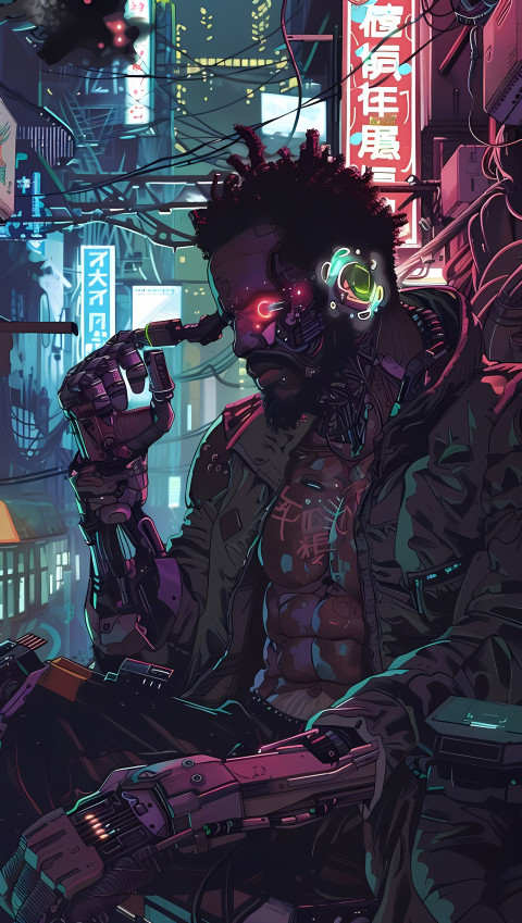 Cool Cyberpunk Character Art Wallpaper for Device