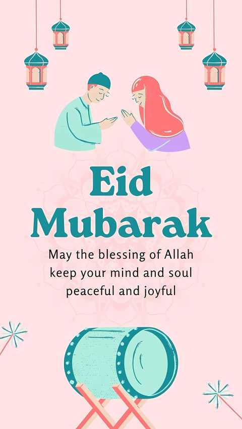 Eid Mubarak Moon and Mosque Background