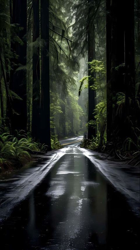 Majestic Jungle Pathway Through Lush Trees