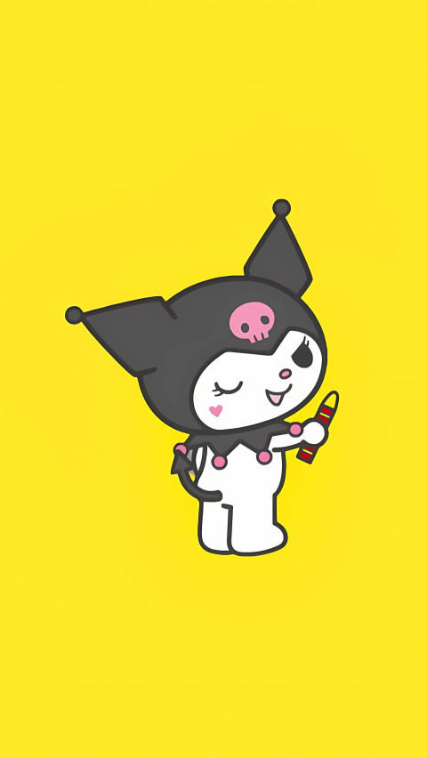 Kuromi Phone Yellow Background