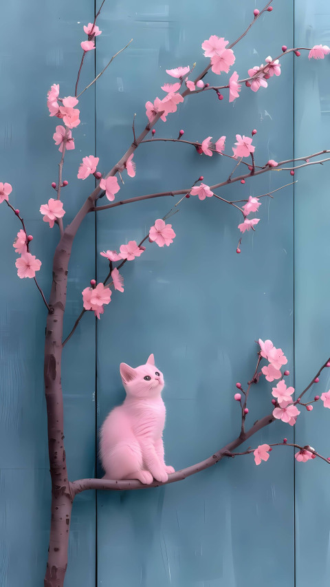 Cute Cat Pink Smartphone Background for Trendy Phone