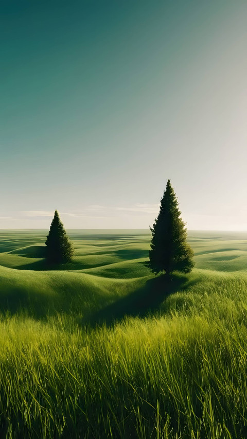 Sunlit Lawn Grass Mobile Background