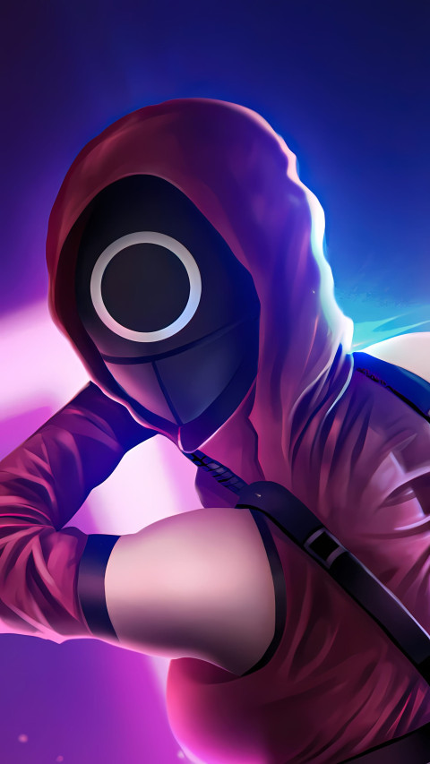 Circle Masked Guard Squid Game Background 4K