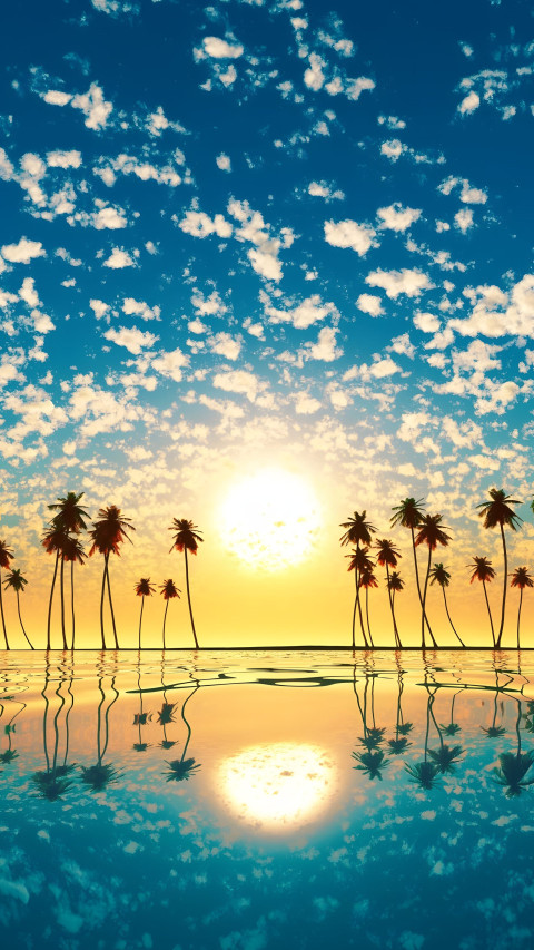 Sunset Palm Tree Mobile Photo