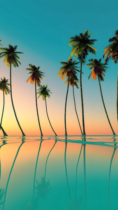 Warm Sunset Palm Tree Mobile Picture