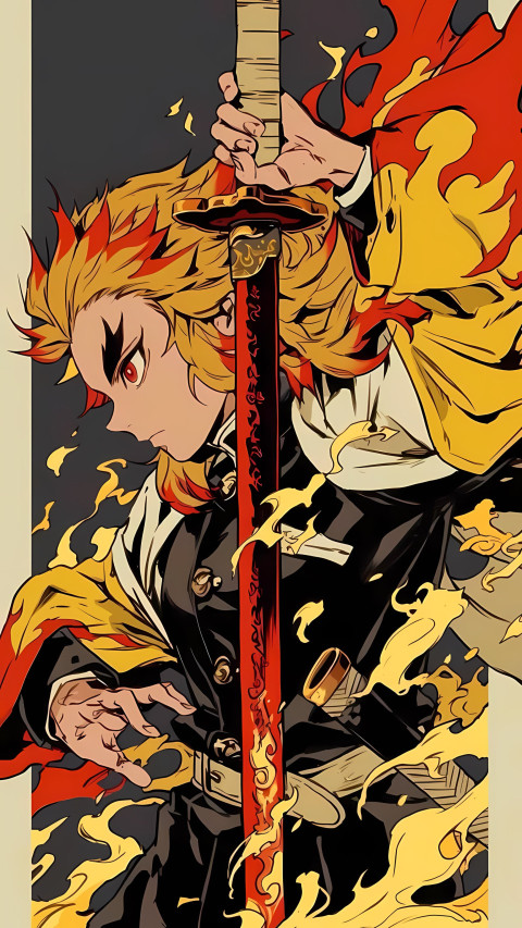 Fiery Background Rengoku Mobile