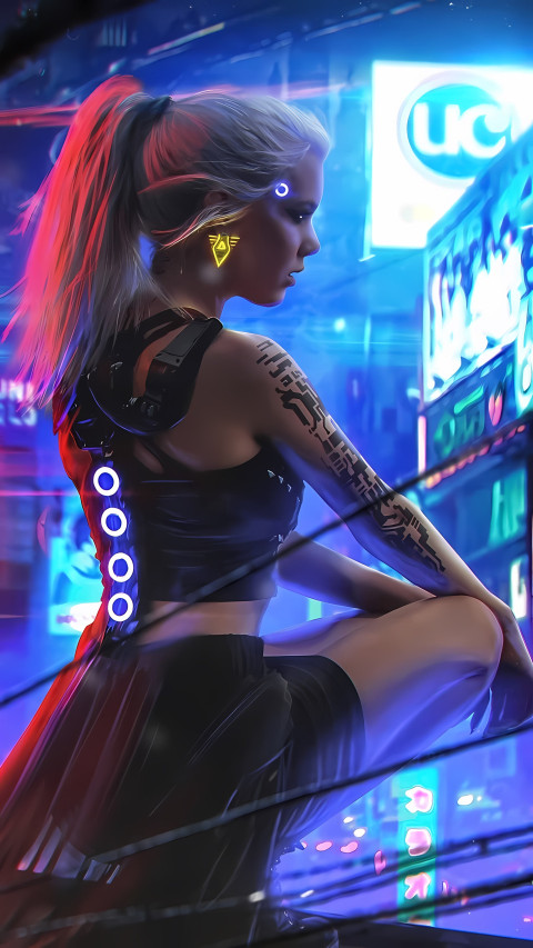 Futuristic Cyberpunk Streetscape Wallpaper for Phone 4K