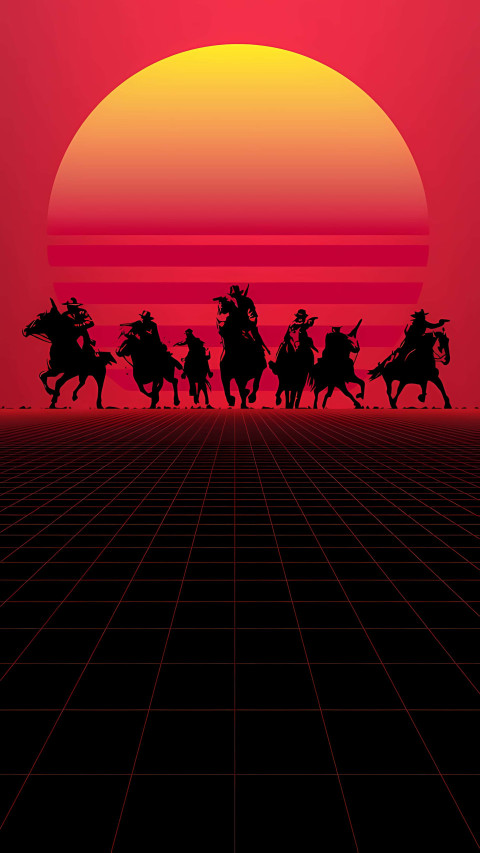 Cowboy With Lasso in Sunset View