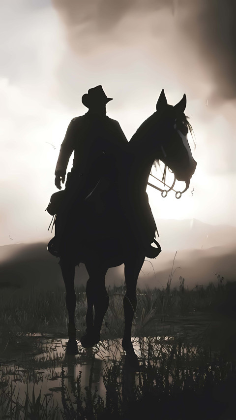 Majestic Cowboy and Horse Wallpaper