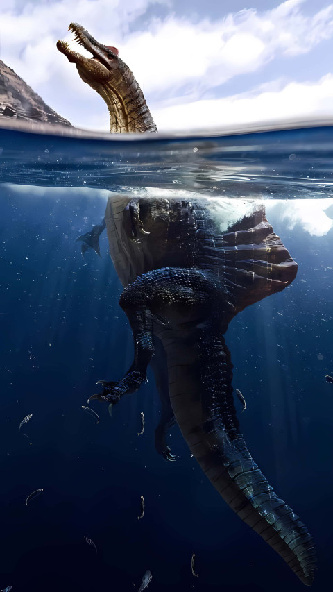 Gigantic Dinosaur in Water Photo for Phone