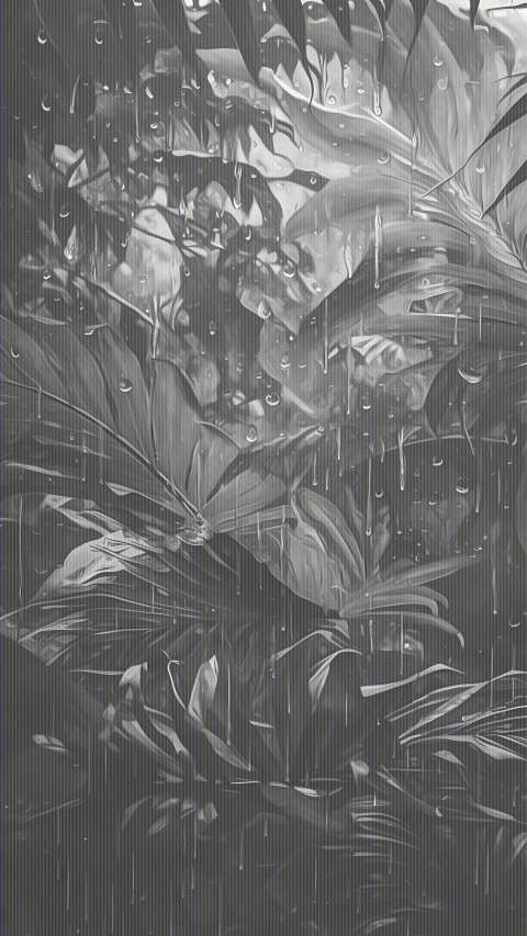 Jungle Rain Black And White Wallpaper 4K