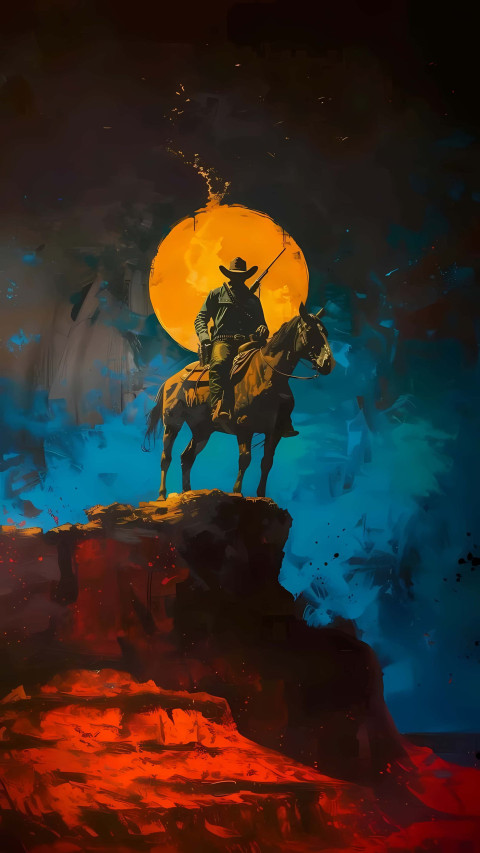 Cowboy in Motion on Open Range