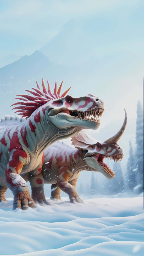 Dinosaur in Snowy Wallpaper 4K for Phone