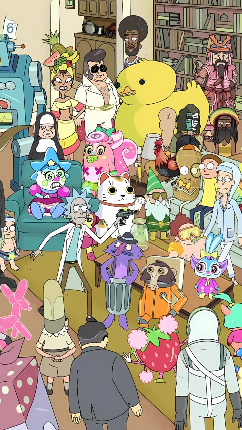 Vibrant Rick and Morty Art Mobile Image