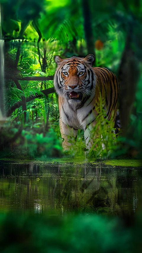 Wild Tiger Emerging from the Trees Wallpaper