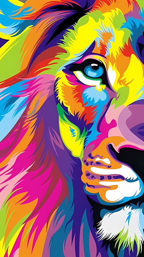Gorgeous Lion Mobile Wallpaper in Stunning Colorful Design