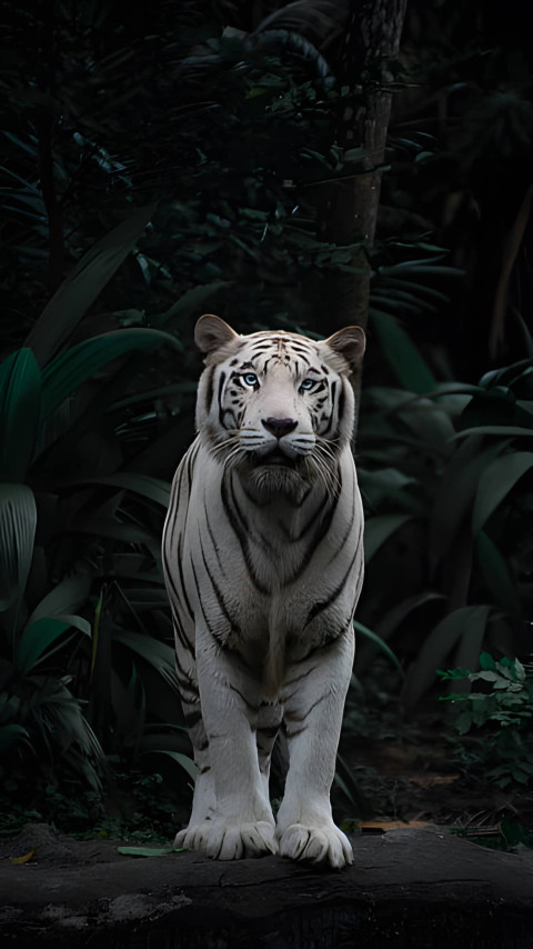White Tiger Resting by the Stream Wallpaper