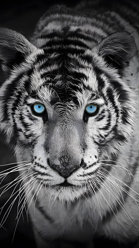 Close-Up of a Regal White Tiger Desktop Wallpaper