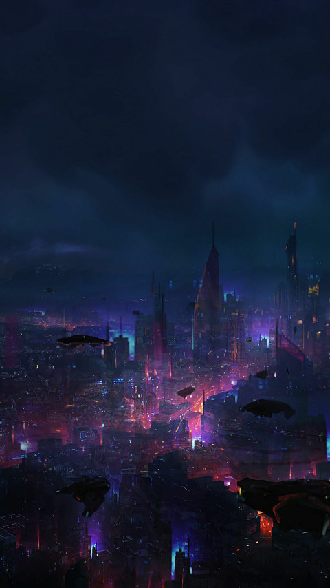 Free Cyberpunk Neon Skyline Wallpaper for Download 4K